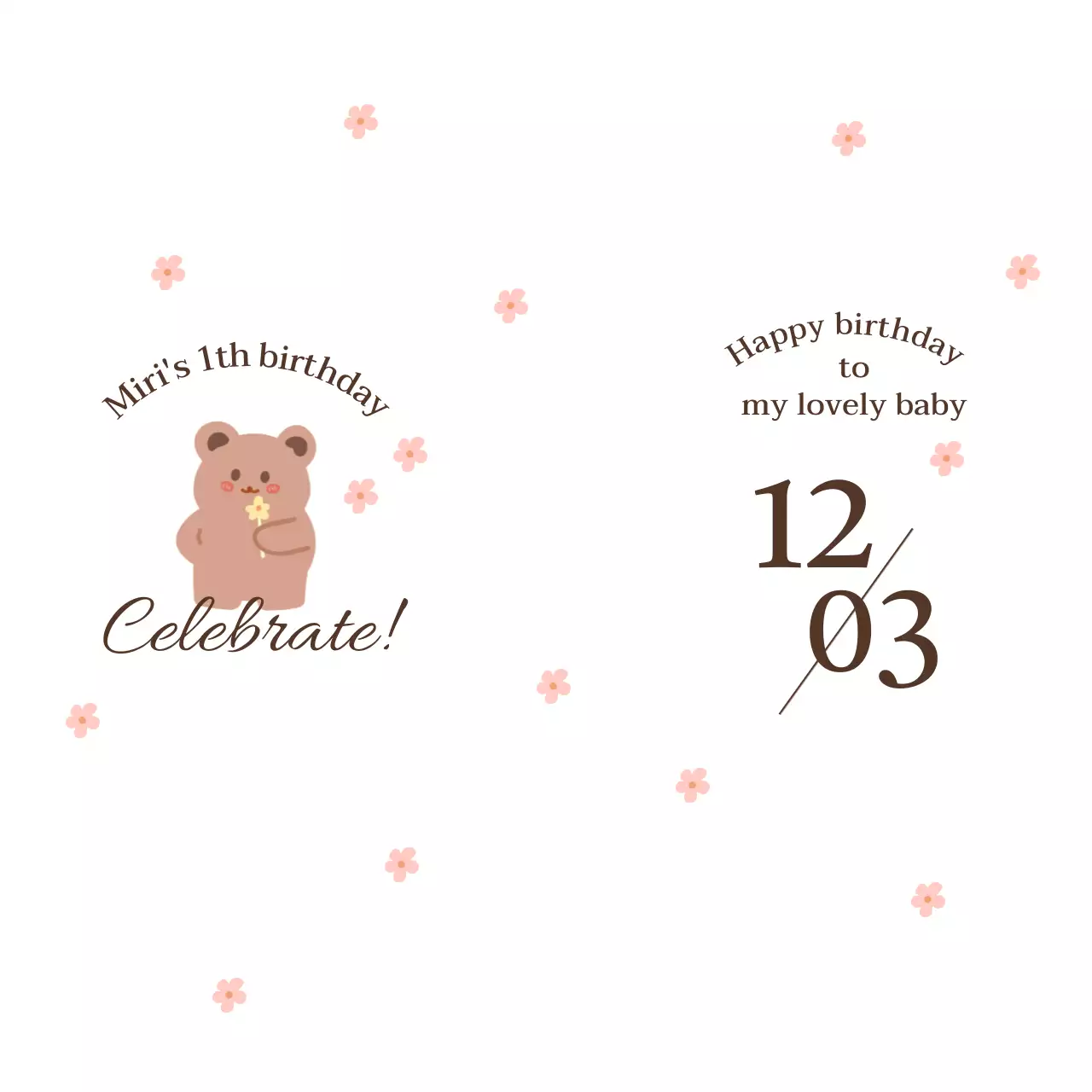 Gambar beruang dengan bunga dan pesta batu dengan pola bunga