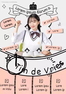 Een trendy roze en grijze aankondiging voor de studentenraad