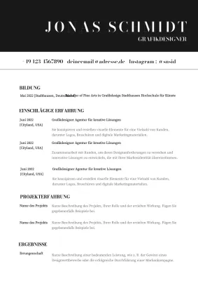 Einfache Lebenslaufinformationen in schwarz-weiß