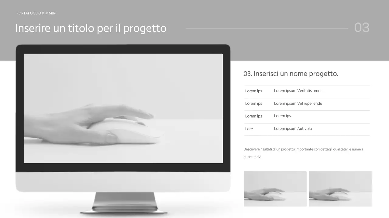 Introduzione al portfolio di un moderno brand marketer in azzurro e bianco