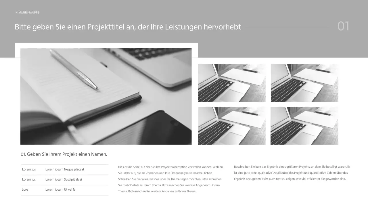 Die Einführung des Portfolios eines modernen Markenvermarkters in Hellblau und Weiß