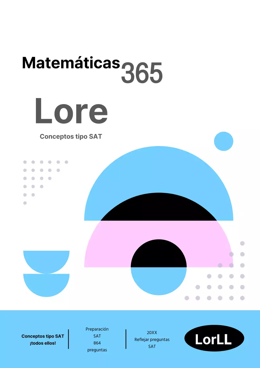 Portada de libro de matemáticas sencillo en azul claro y rosa