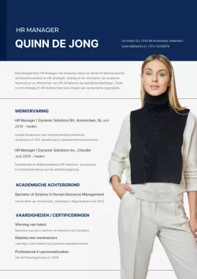 Een eenvoudige blauw-witte cv-beschrijving