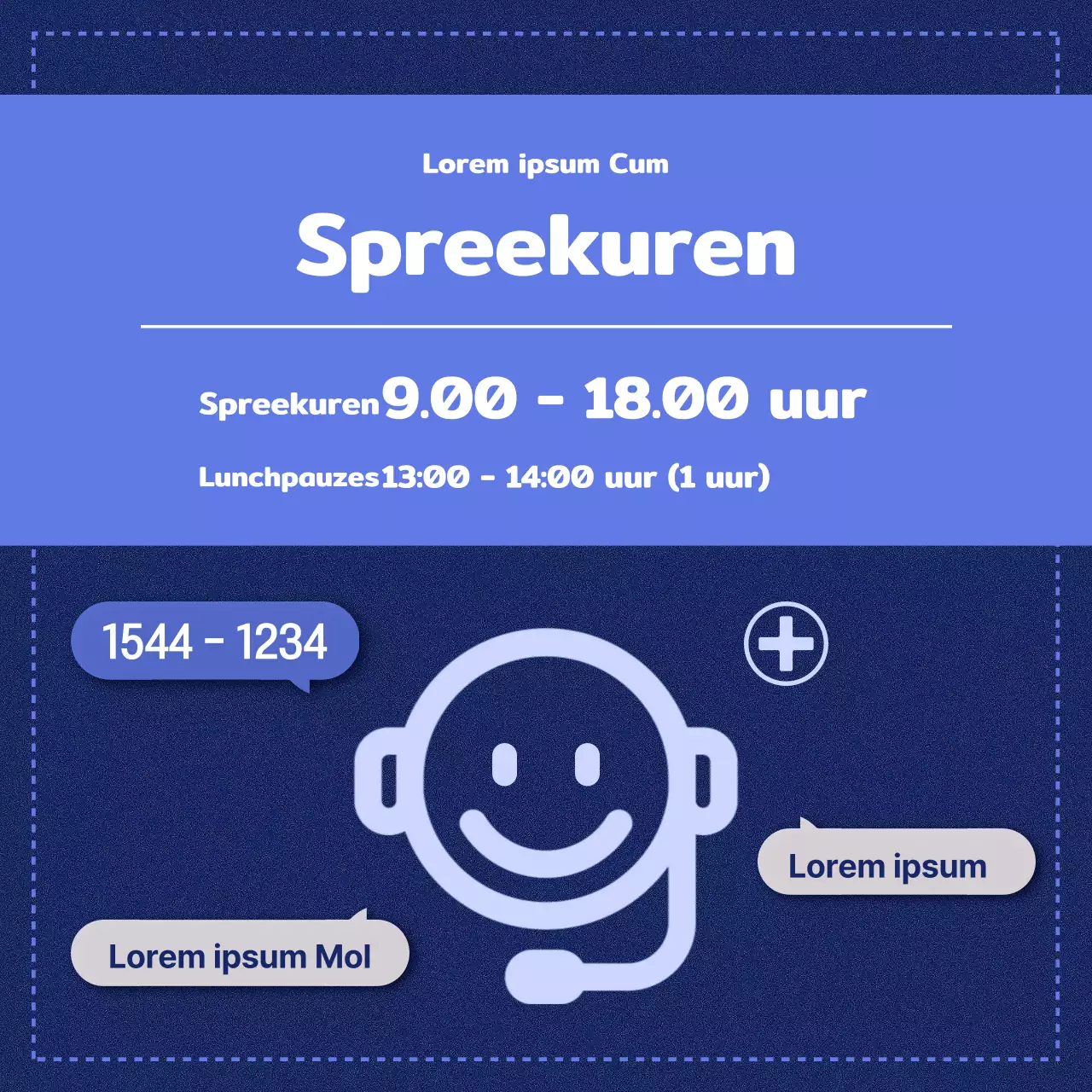 Een schattig gezondheidscentrum in marineblauw en mauve