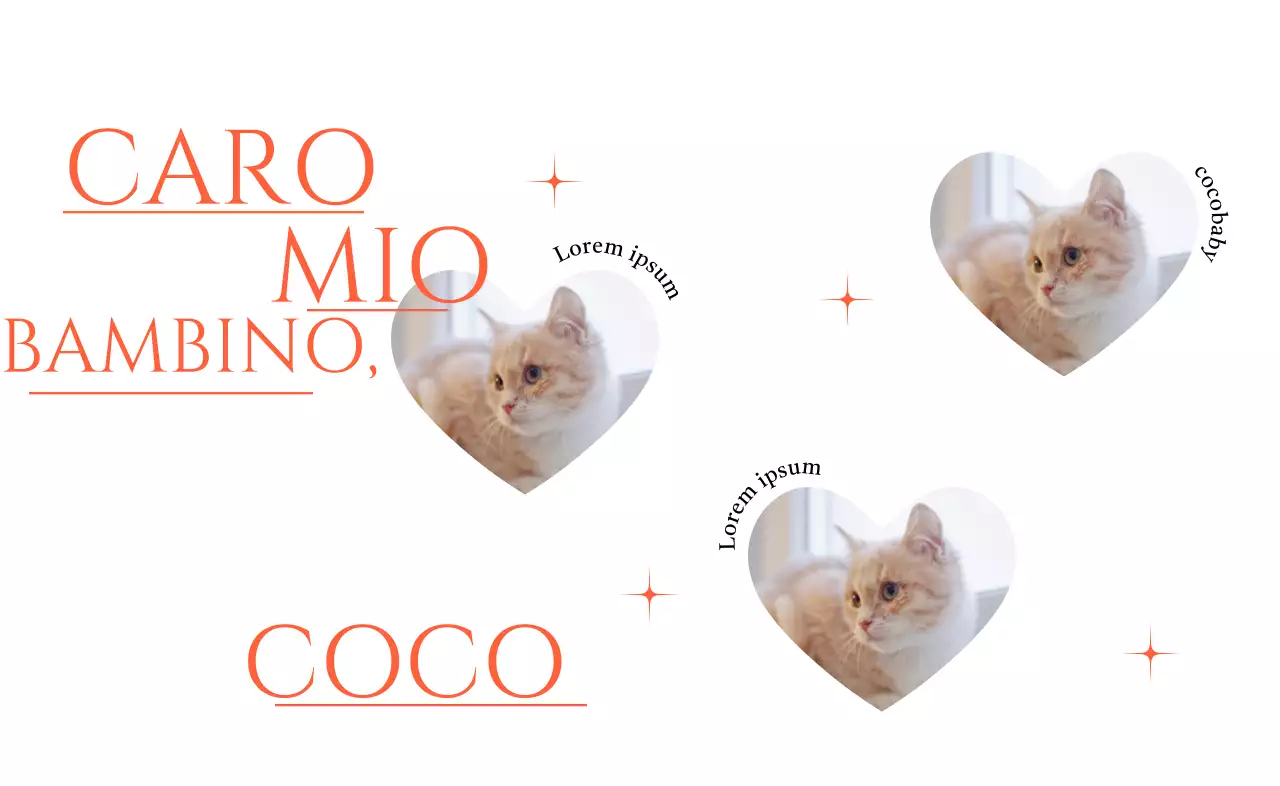 Adorabile merchandising con foto di cuori di gatto e brillantini rossi