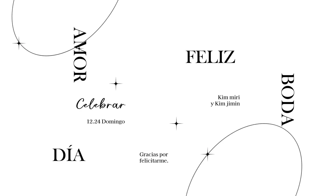 Una elegante celebración de boda con ilustraciones de círculos lineales y purpurina