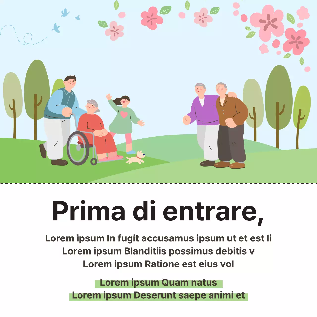 Newsletter sanitaria per anziani rosa e gialla di primavera