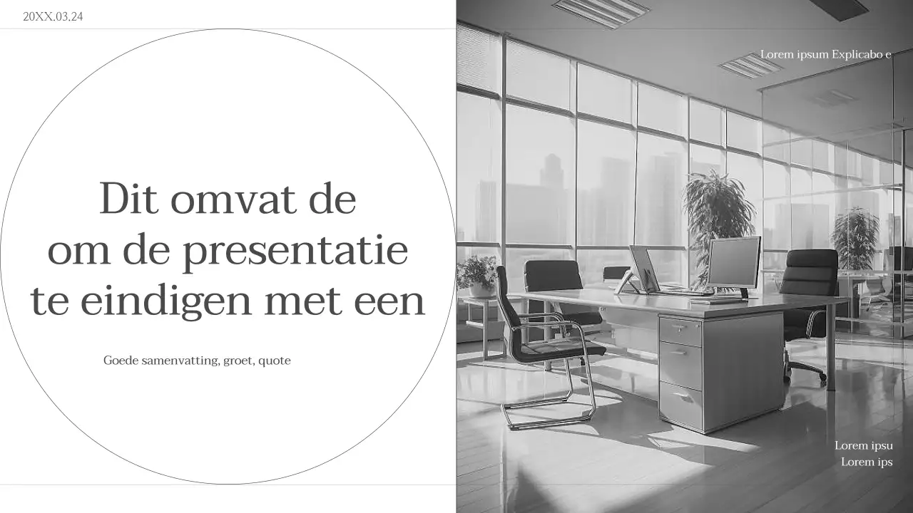 Minimalistische bedrijfspresentatie in grijs en ivoor