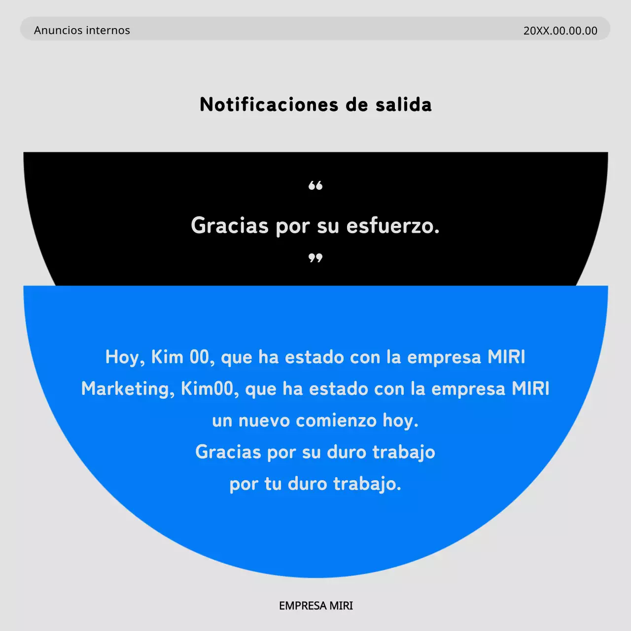 Promueva los asuntos internos con un aspecto minimalista en azul y gris