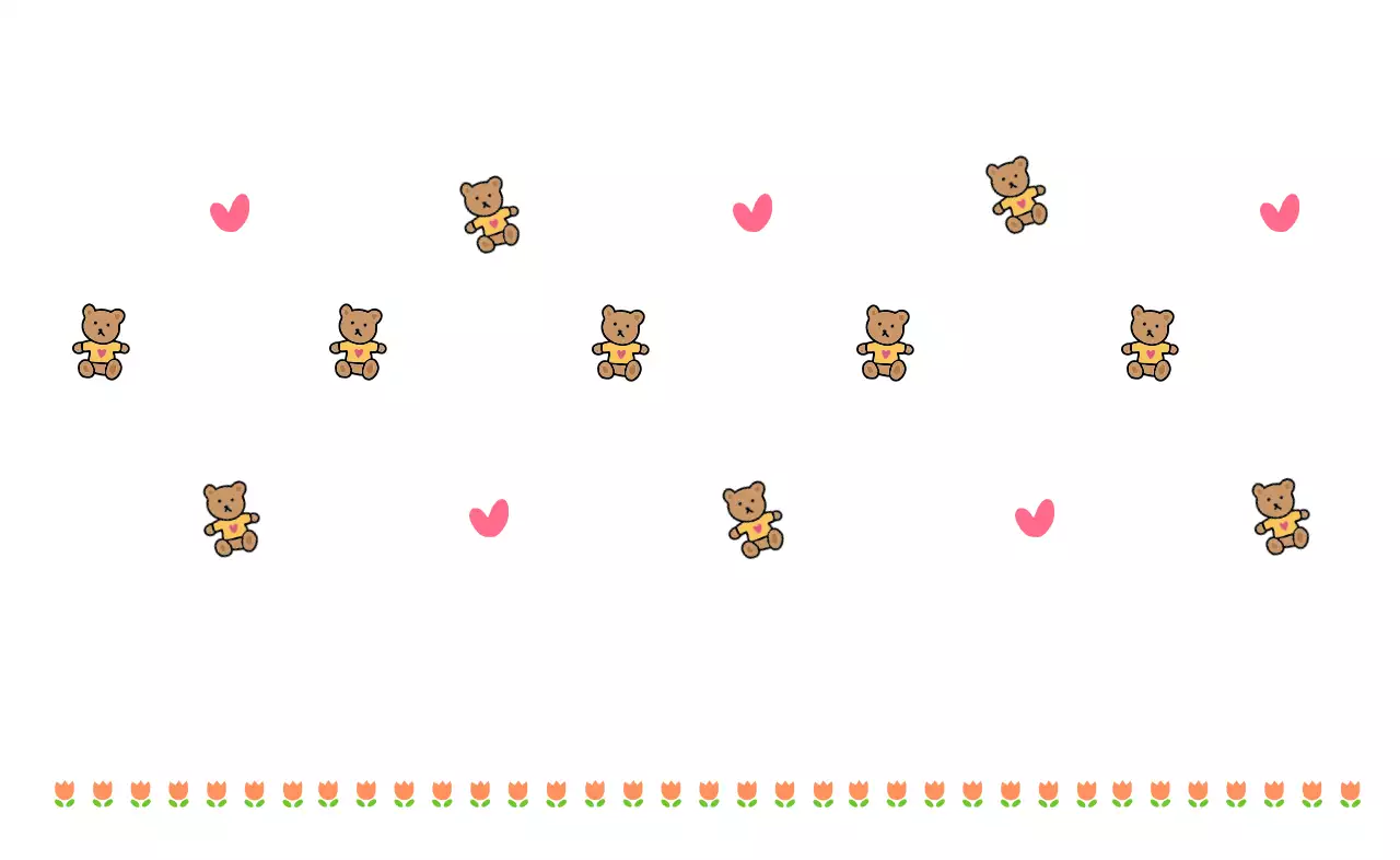 クマのイラストと花柄のかわいいコンセプトのパーソナルグッズ。