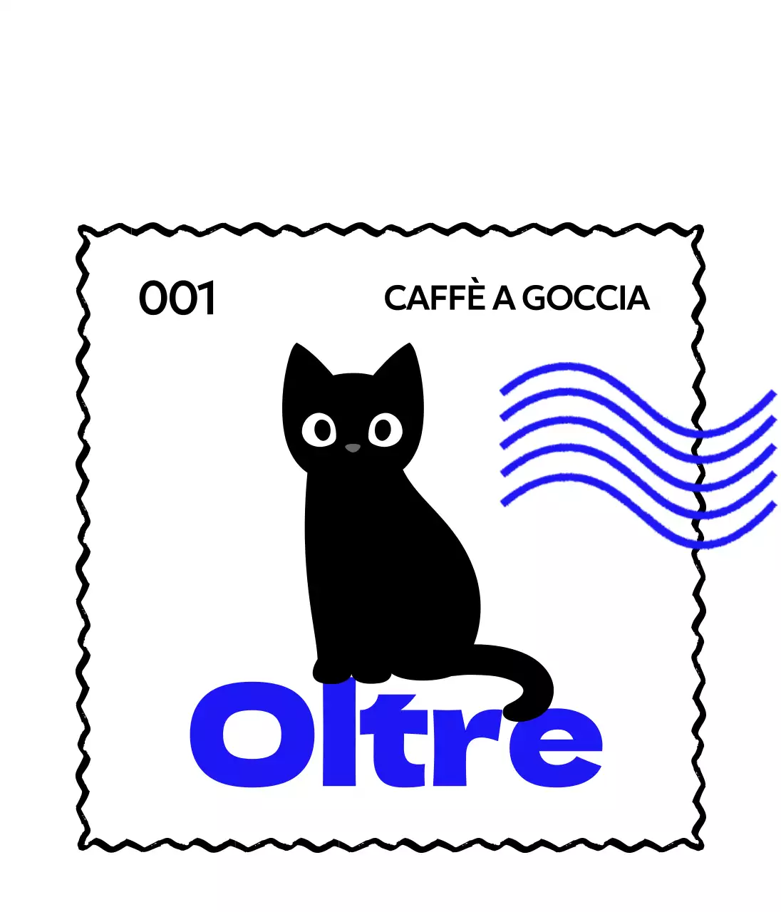 Merchandising da bar con simpatici gatti e testo e onde blu