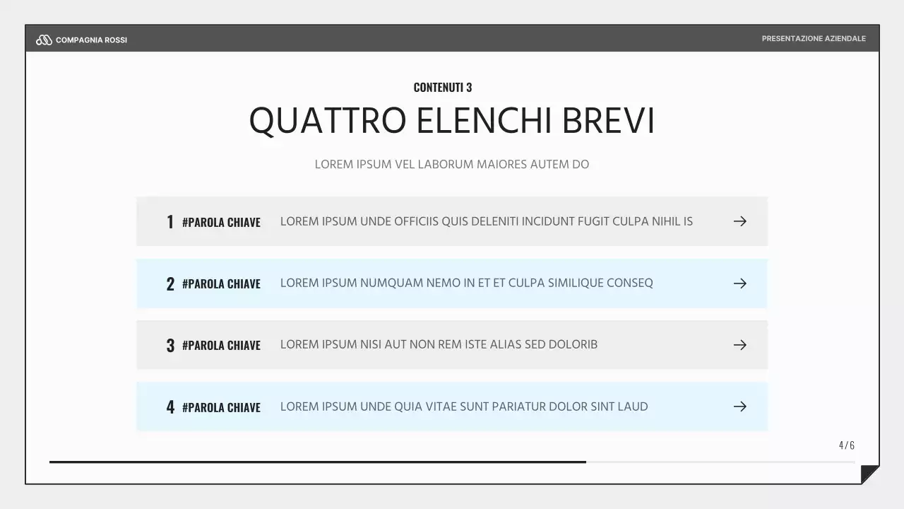 Una semplice presentazione aziendale in nero e azzurro