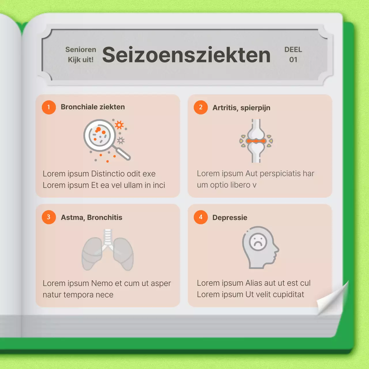 Een gezellig geriatrisch ziekenhuis in chartreuse en groen promoten