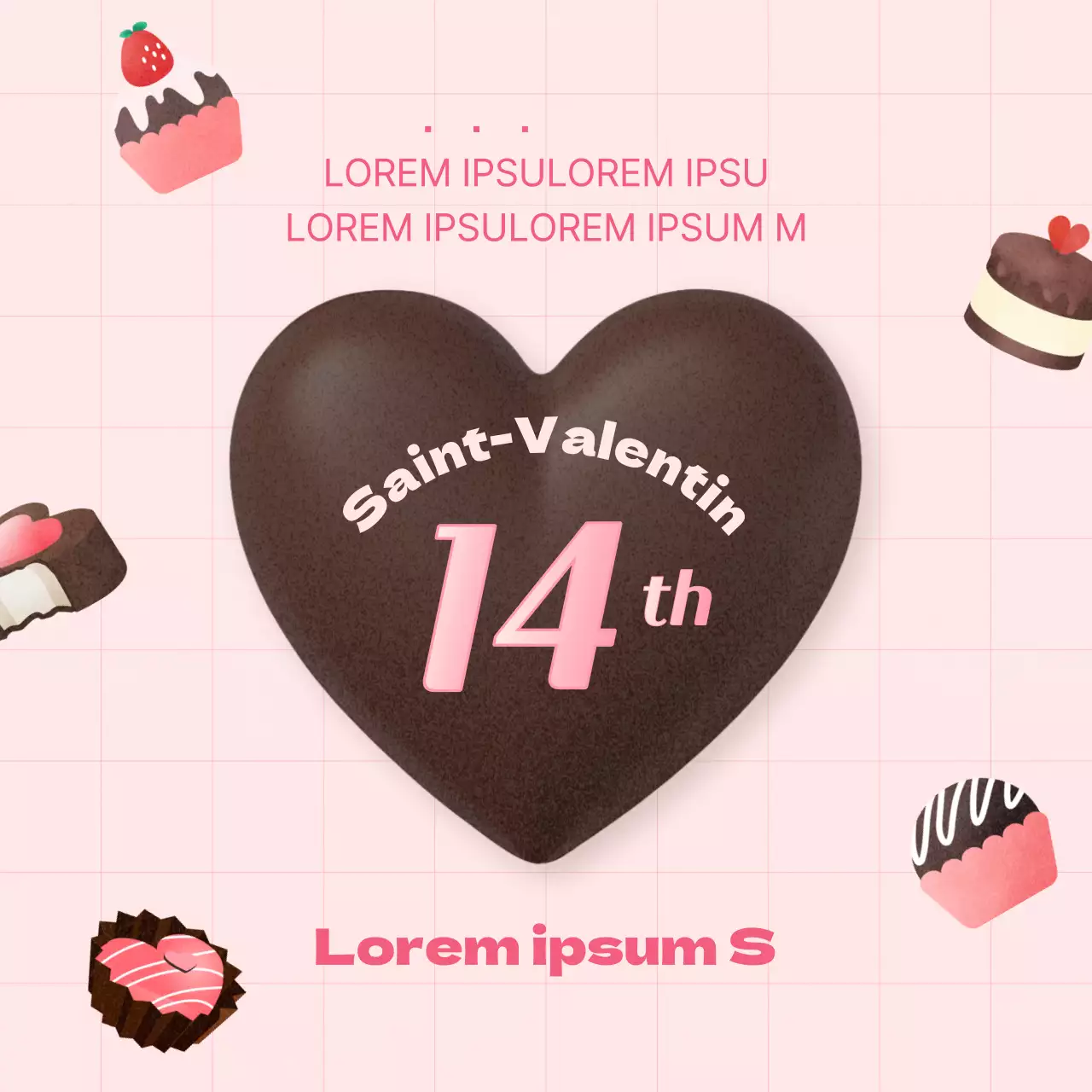 Publicité kitsch pour la Saint-Valentin en rose et marron