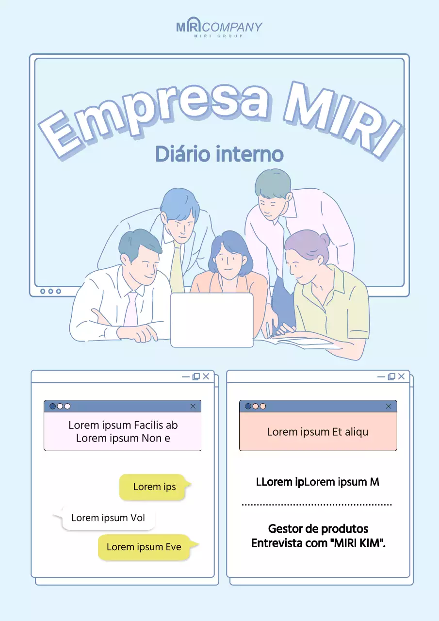 Um anúncio de empresa giro em azul claro