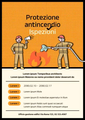 Simpatico avviso di ispezione antincendio arancione e avorio