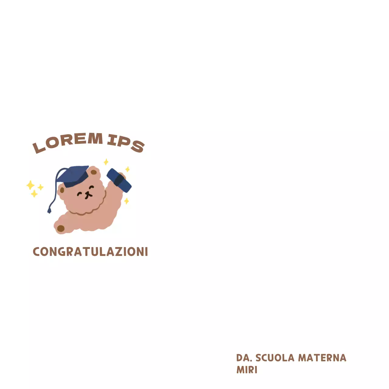 Un simpatico scarabocchio di laurea con l'impronta della mano di un orsacchiotto