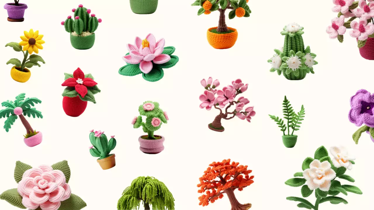 Gehaakte bloemdecoraties per type