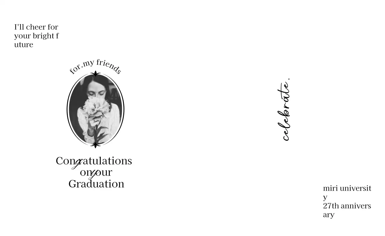 花と写真で高級感のある卒業記念に。