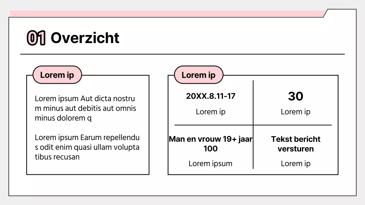 Eenvoudig rapport met roze enquêteresultaten