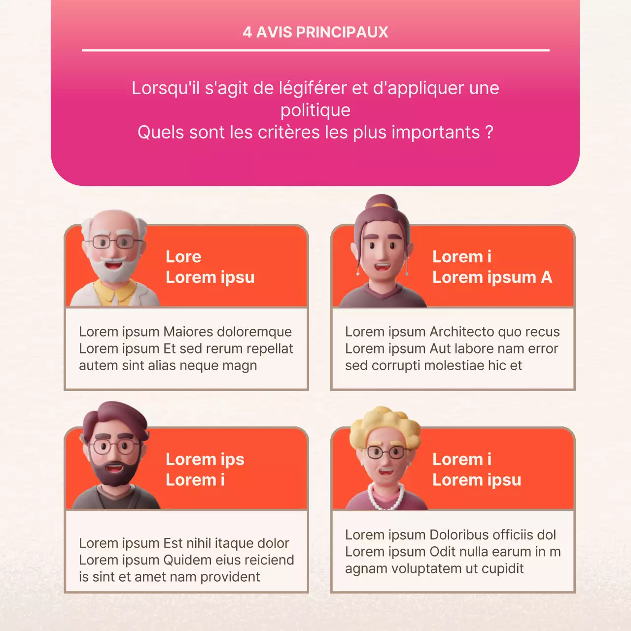Rapport sur la politique civique rose vif et orange