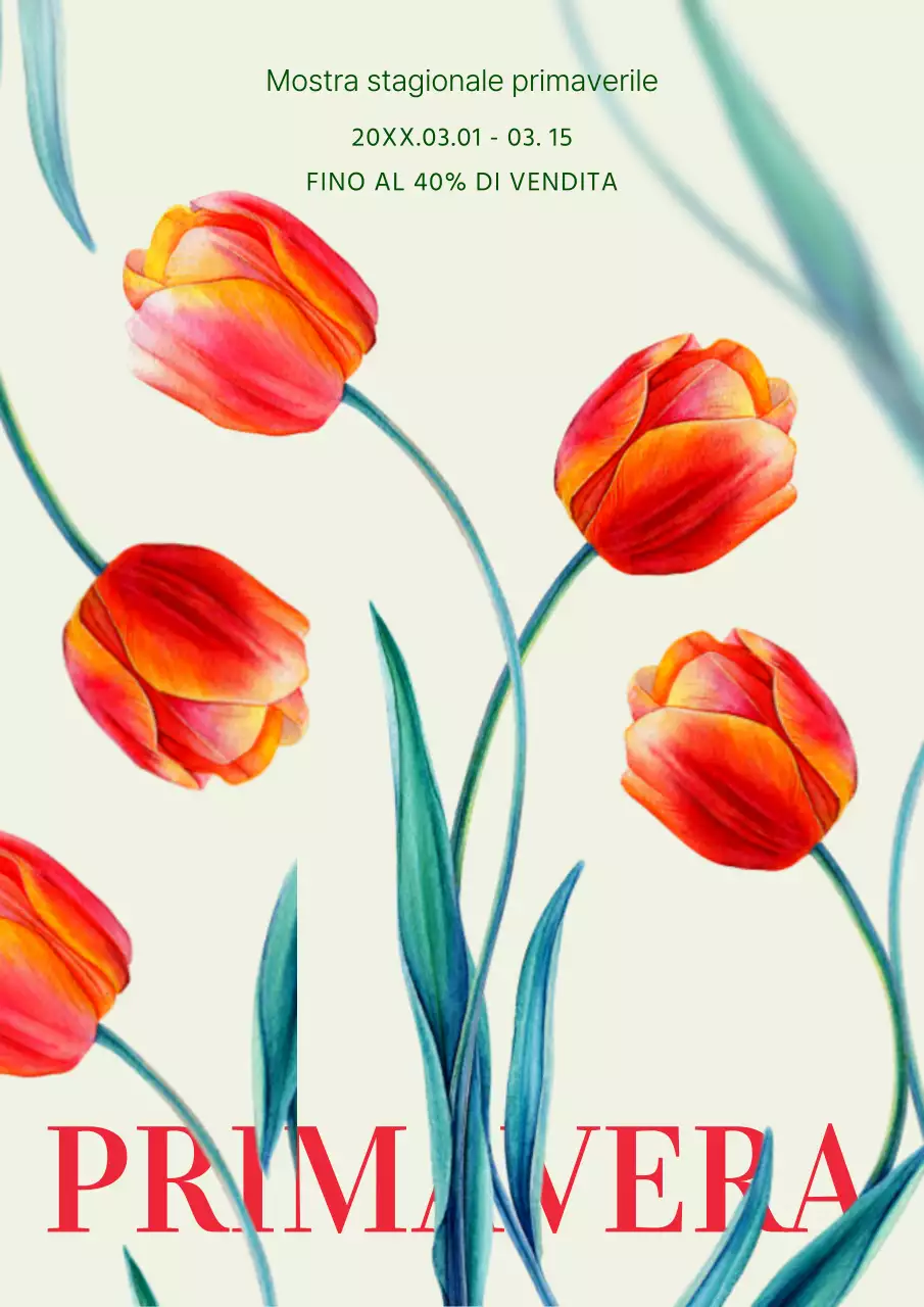 Promuovere una mostra tropicale primaverile di rossi e verdi