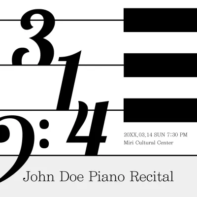 Promote a modern recital in black and white