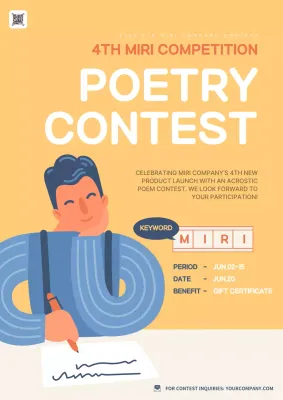Orange Modern Poetry Announcement Poster
