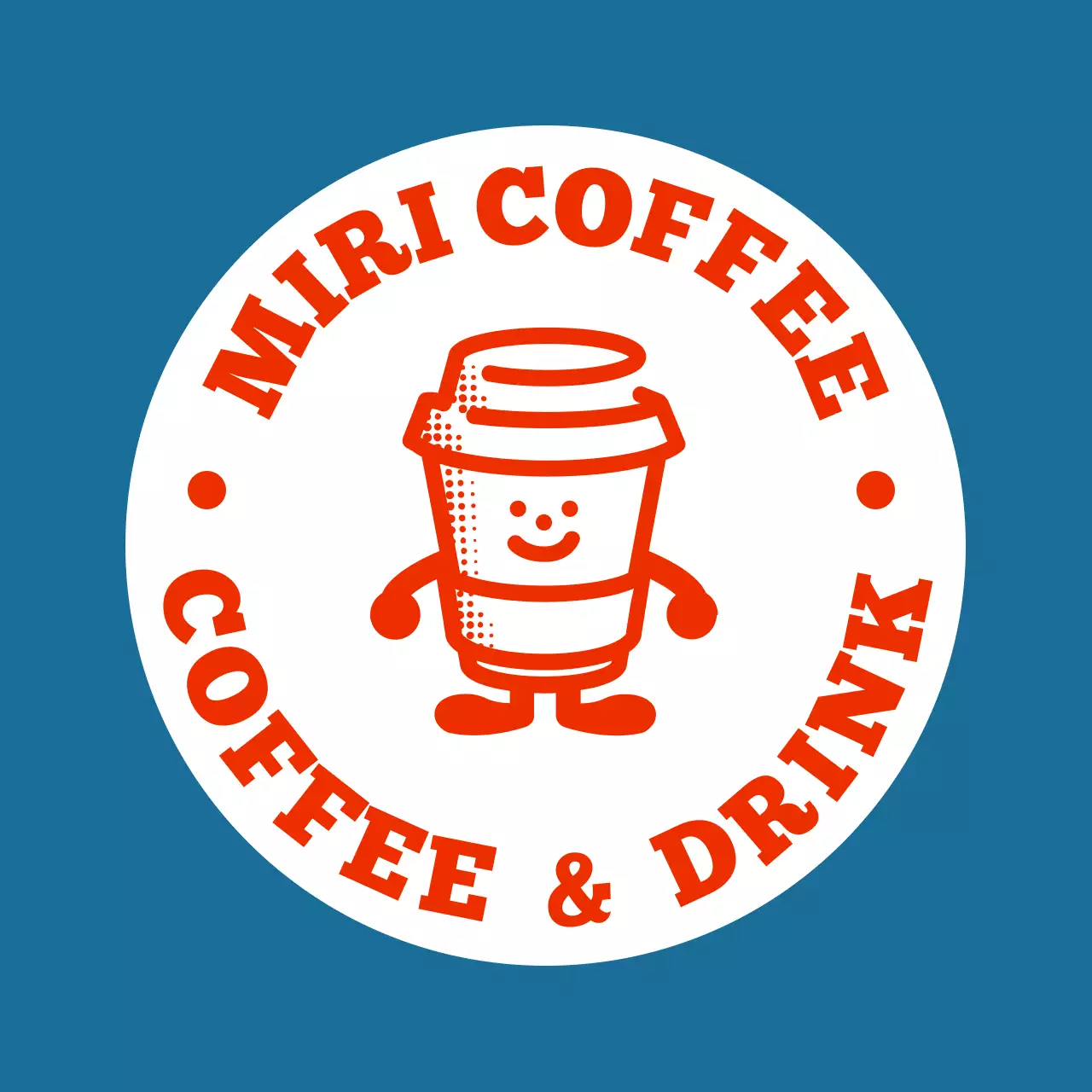 Iklan kafe cangkir kopi berwarna merah biru