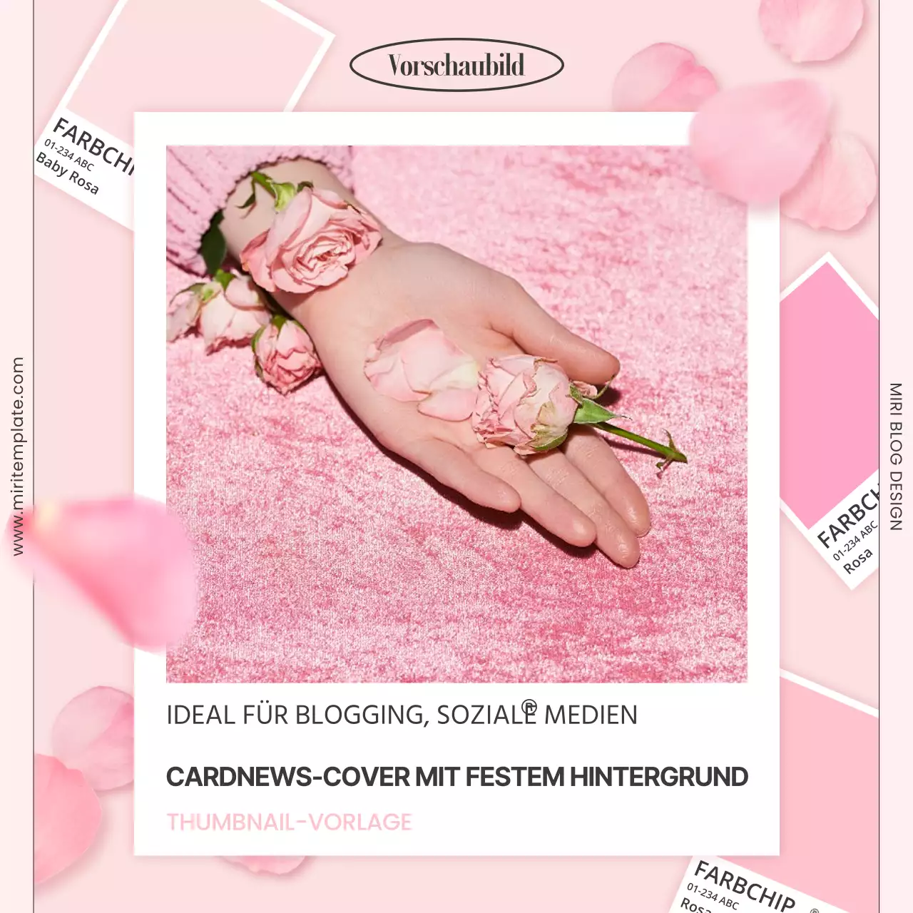 Trendige farbcodierte Miniaturansichten in Rosa und Weiß für soziale Medien