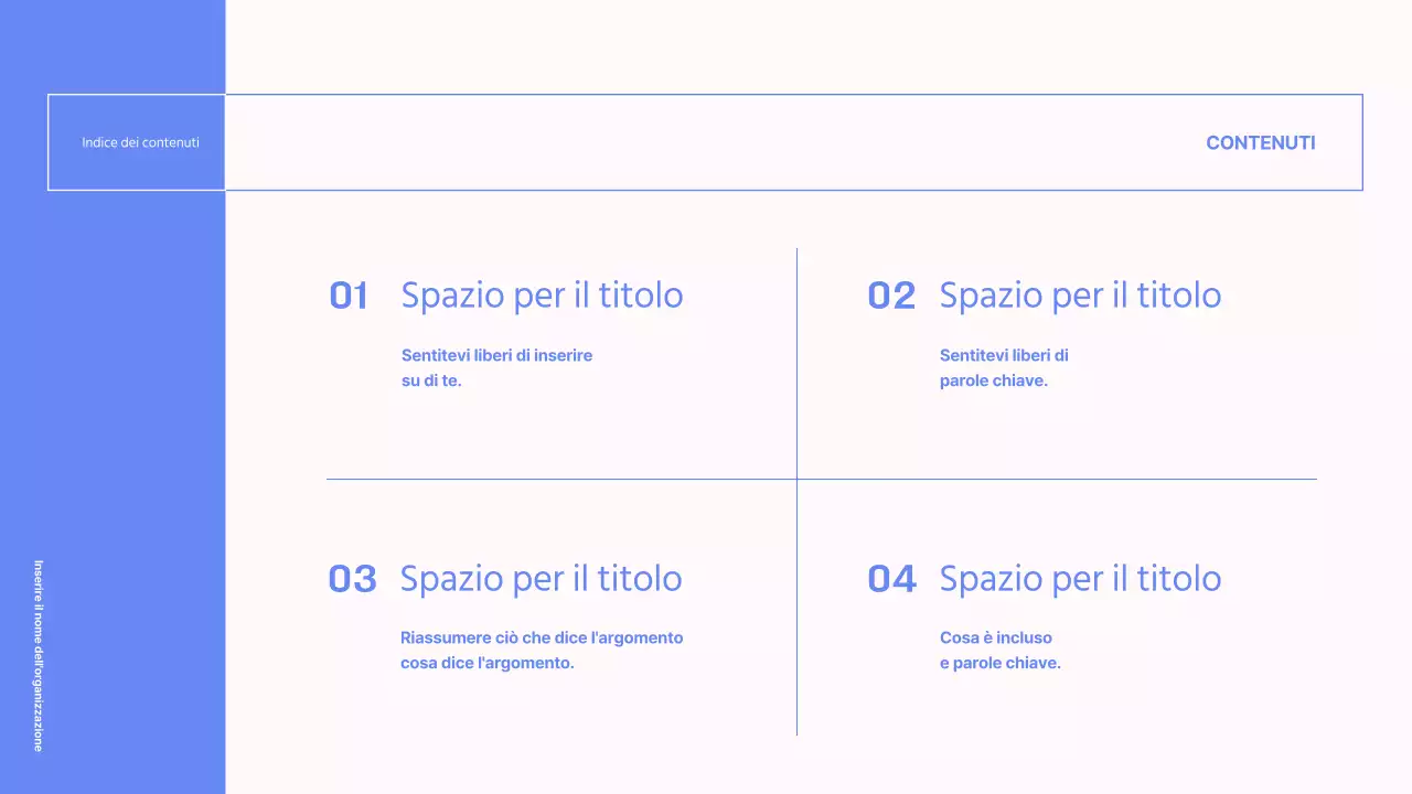 Semplice presentazione aziendale in blu e rosa