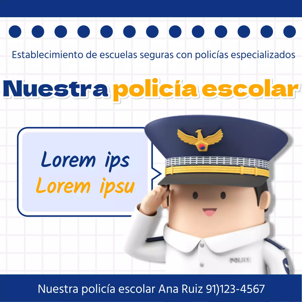 Una sencilla campaña en azul marino y amarillo de Nuestros Policías Escolares