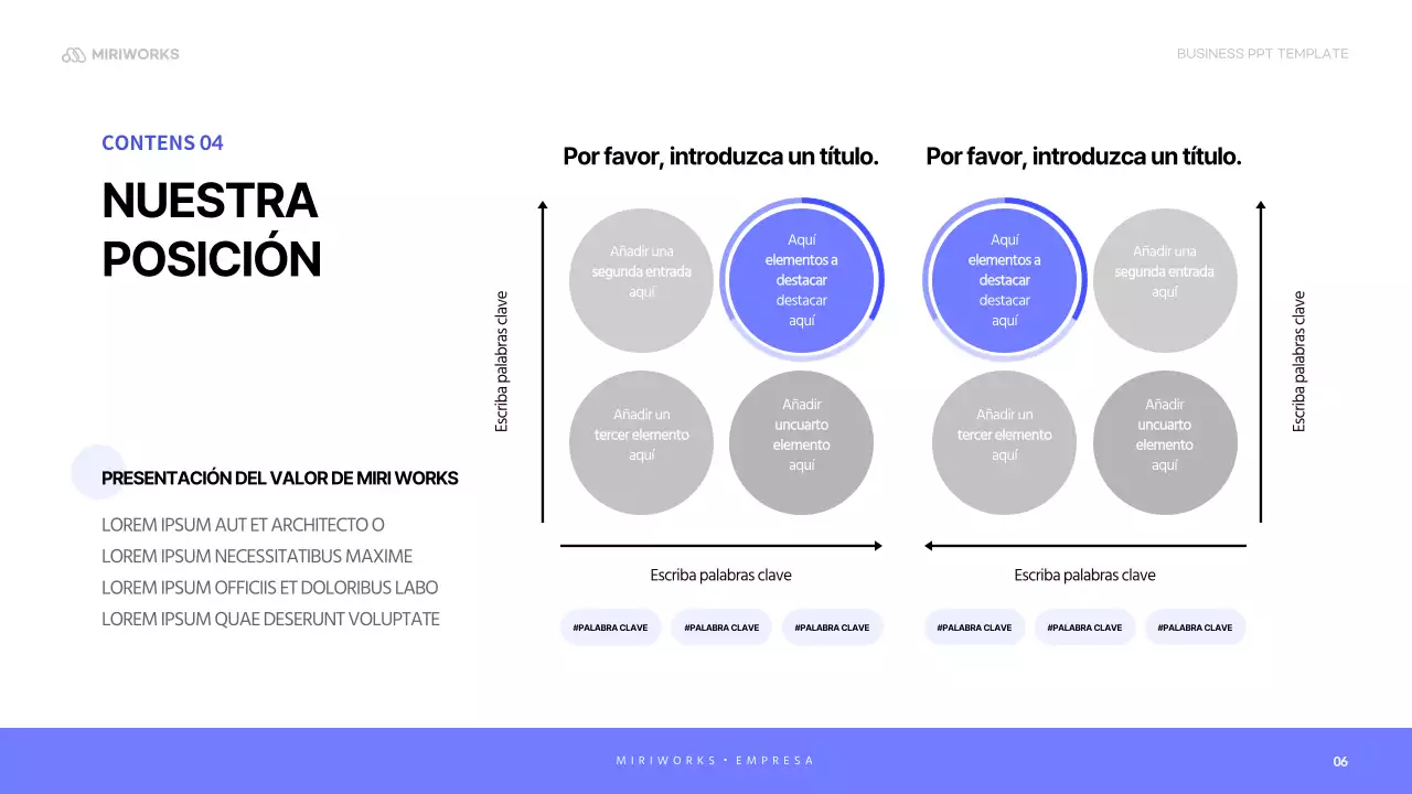 Una sencilla carta de presentación de empresa en azul y malva