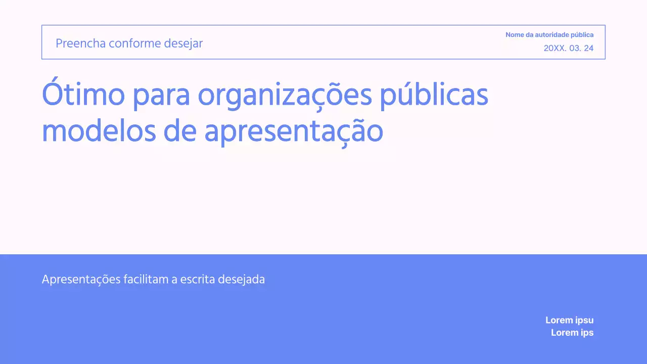 Apresentação empresarial simples em azul e cor-de-rosa