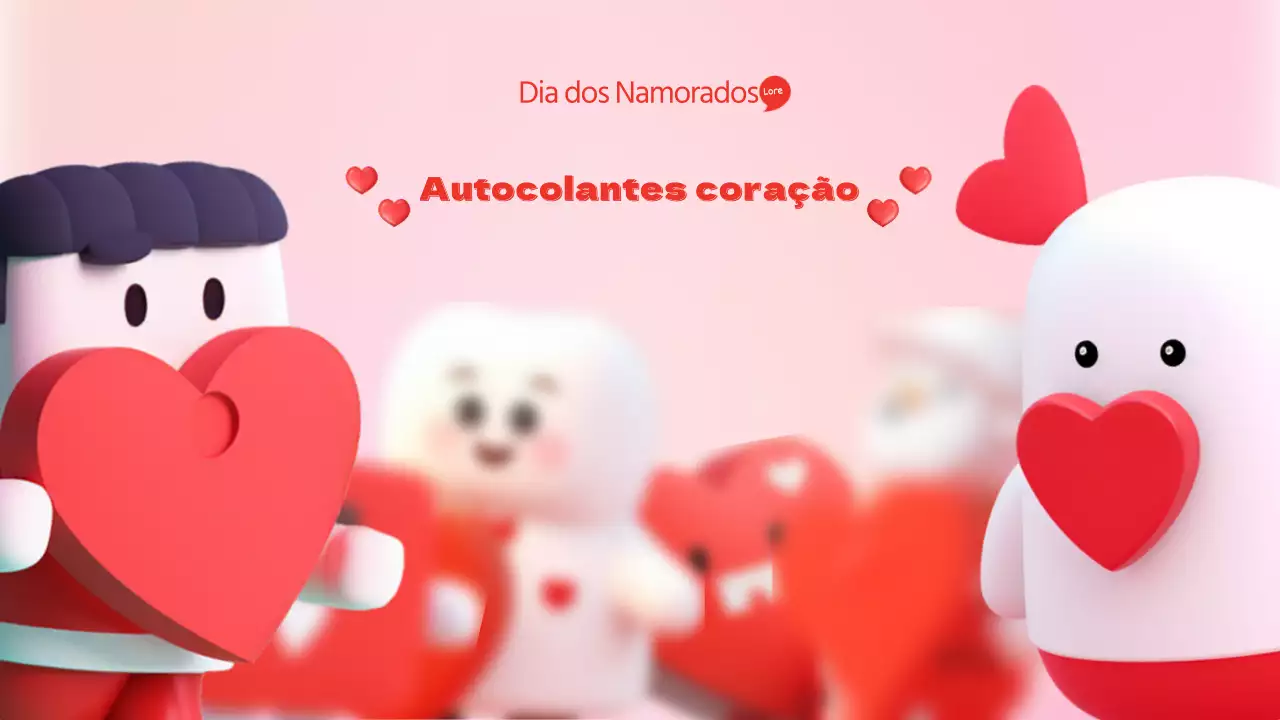 Decorações de personagens com corações para o Dia dos Namorados