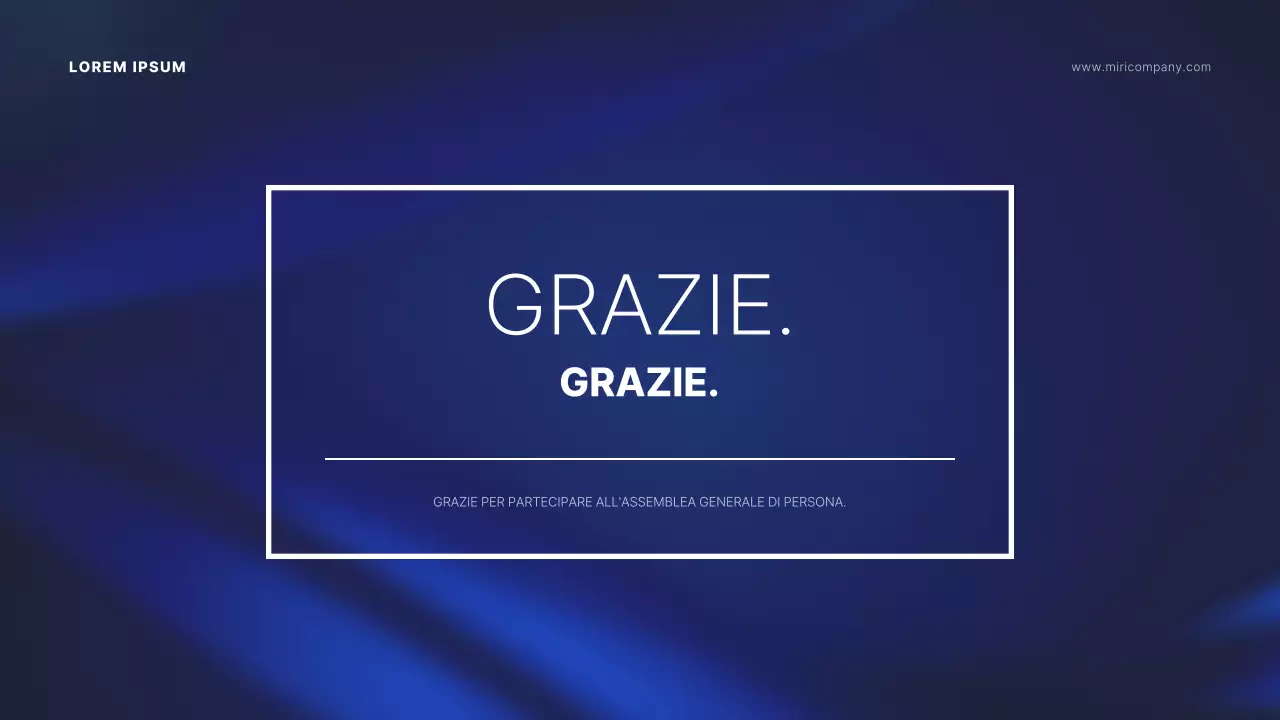 Presentazione dell'assemblea degli azionisti con sfondo indaco