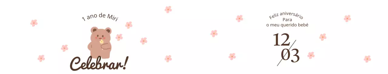Desenho de um urso com flores e uma festa de pedra com motivos florais