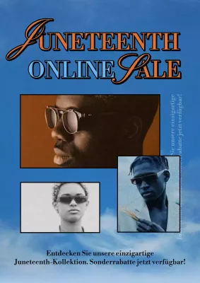 Vintage-Konzept Online-Rabatt-Anzeige in hellblau und orange