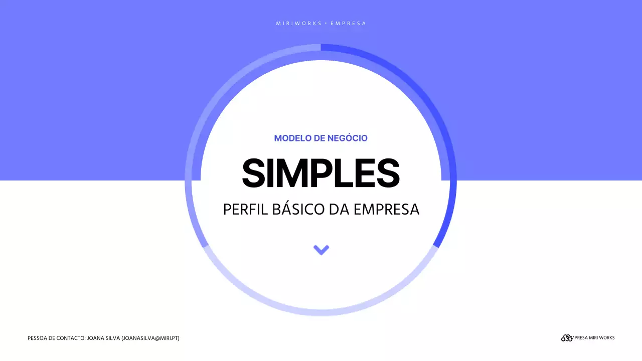 Uma carta de apresentação simples de uma empresa em azul e lilás