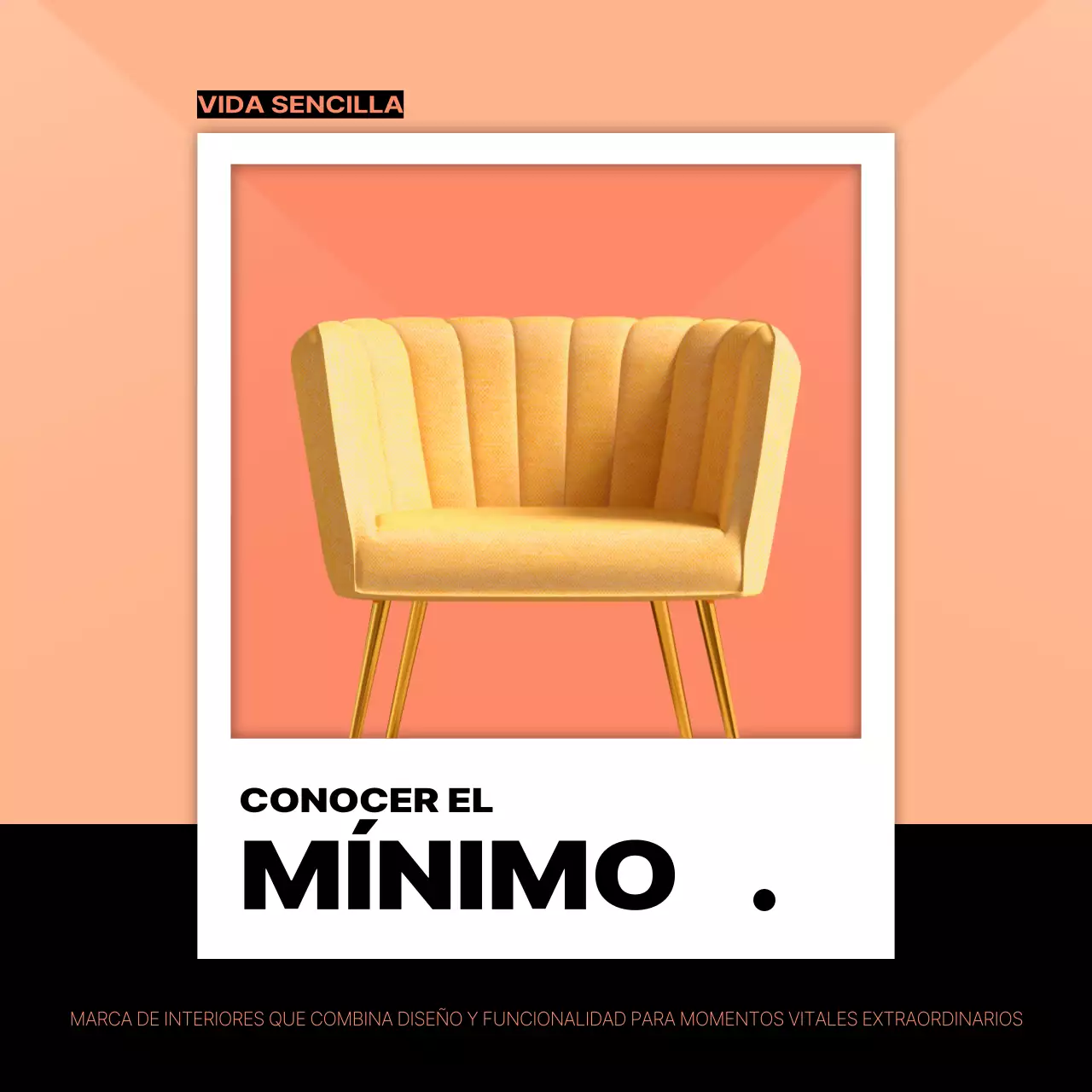 Un interior minimalista en naranja y negro