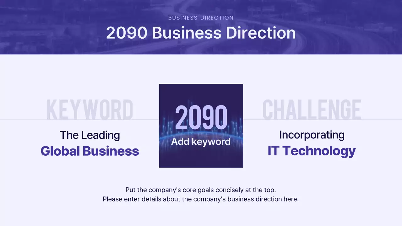 A modern shareholder meeting presentation in purple