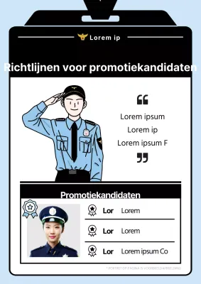 Een leuke promotieaankondiging voor de politie in lichtblauw en zwart