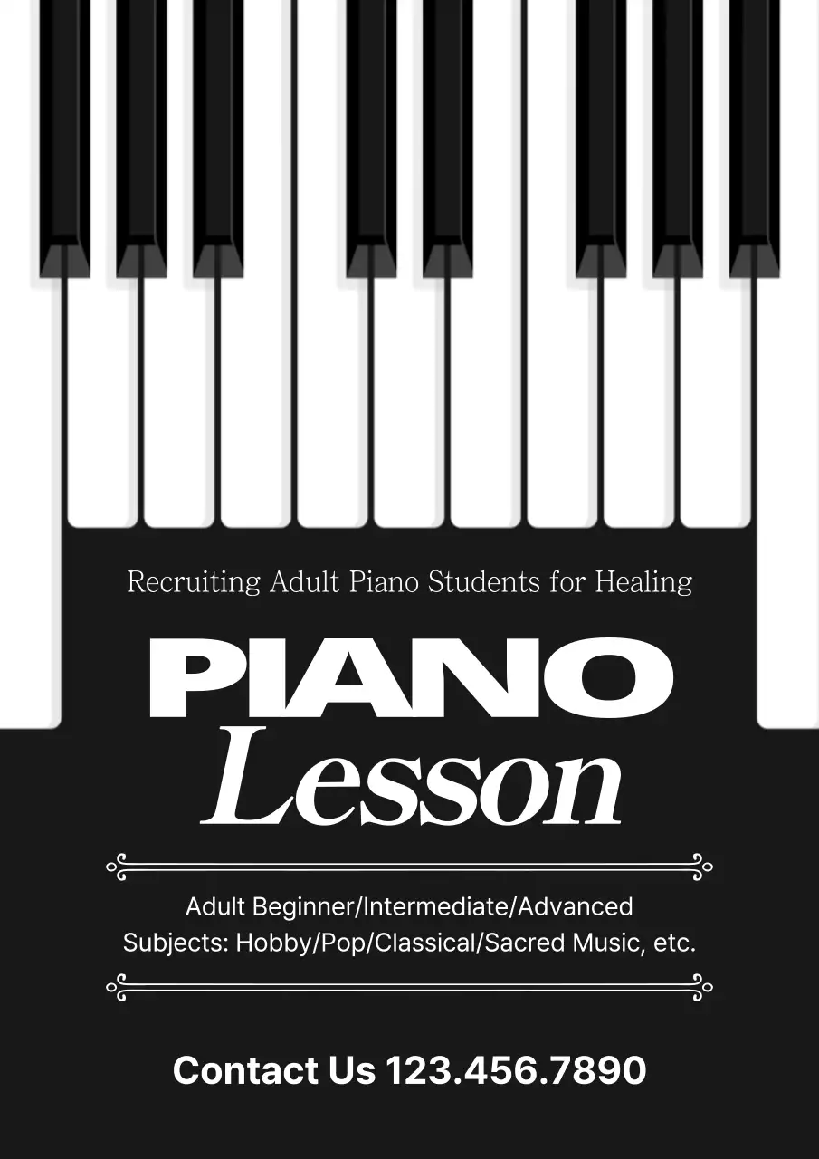 Black Classic Piano Advertisement Poster
