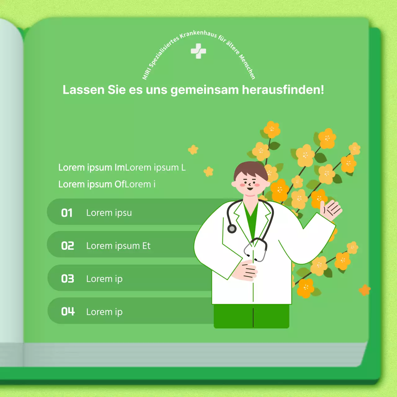 Förderung eines gemütlichen geriatrischen Krankenhauses in Chartreuse und Grün