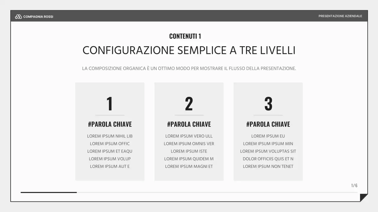 Una semplice presentazione aziendale in nero e azzurro