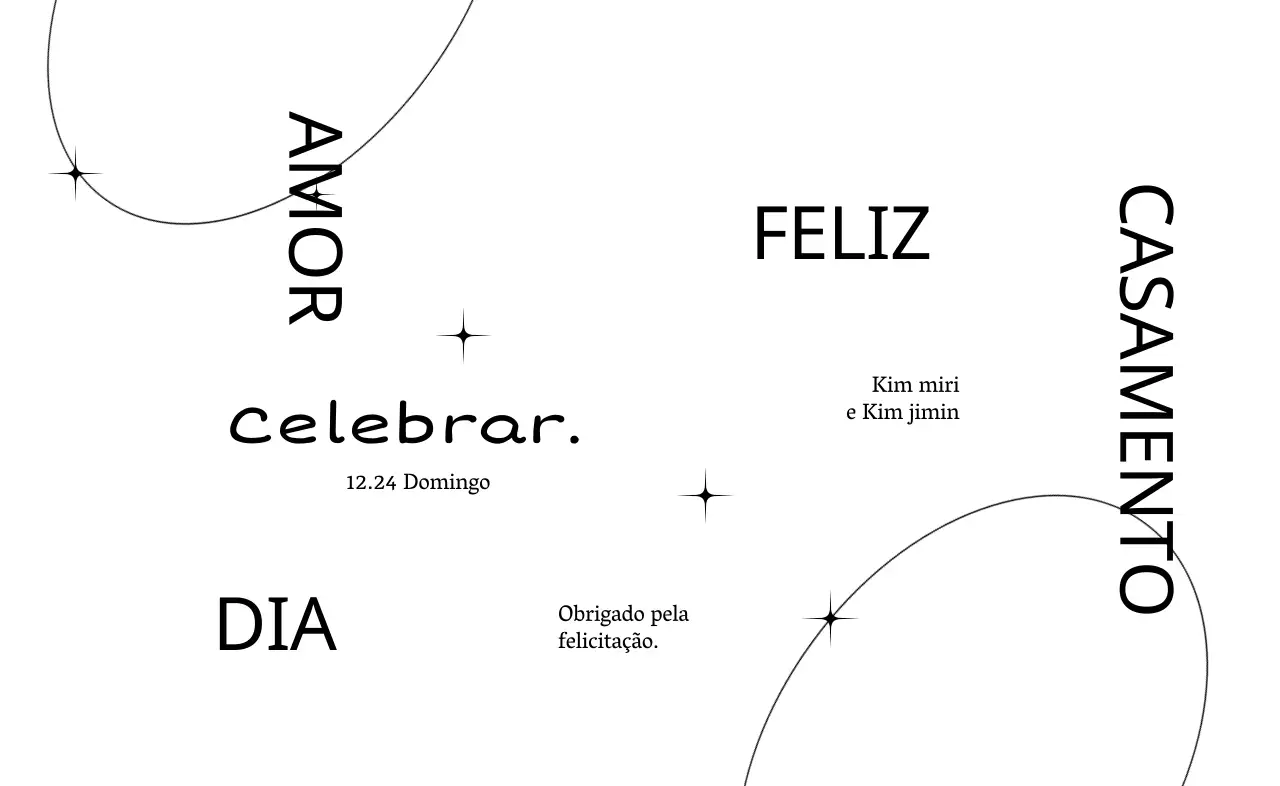 Uma celebração de casamento com classe, com ilustrações de linhas circulares e purpurinas