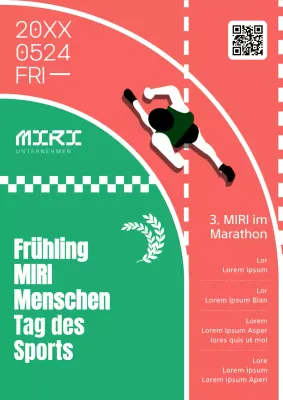 Eine einfache rot-grüne Ankündigung eines Firmenmarathons