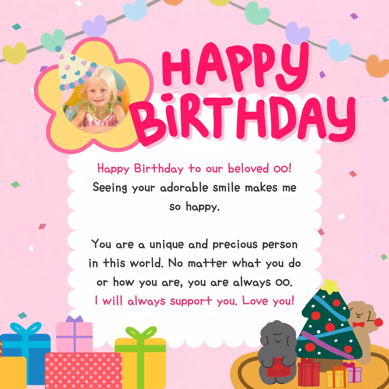 Pink Cute Birthday Invitation Social Media Post
