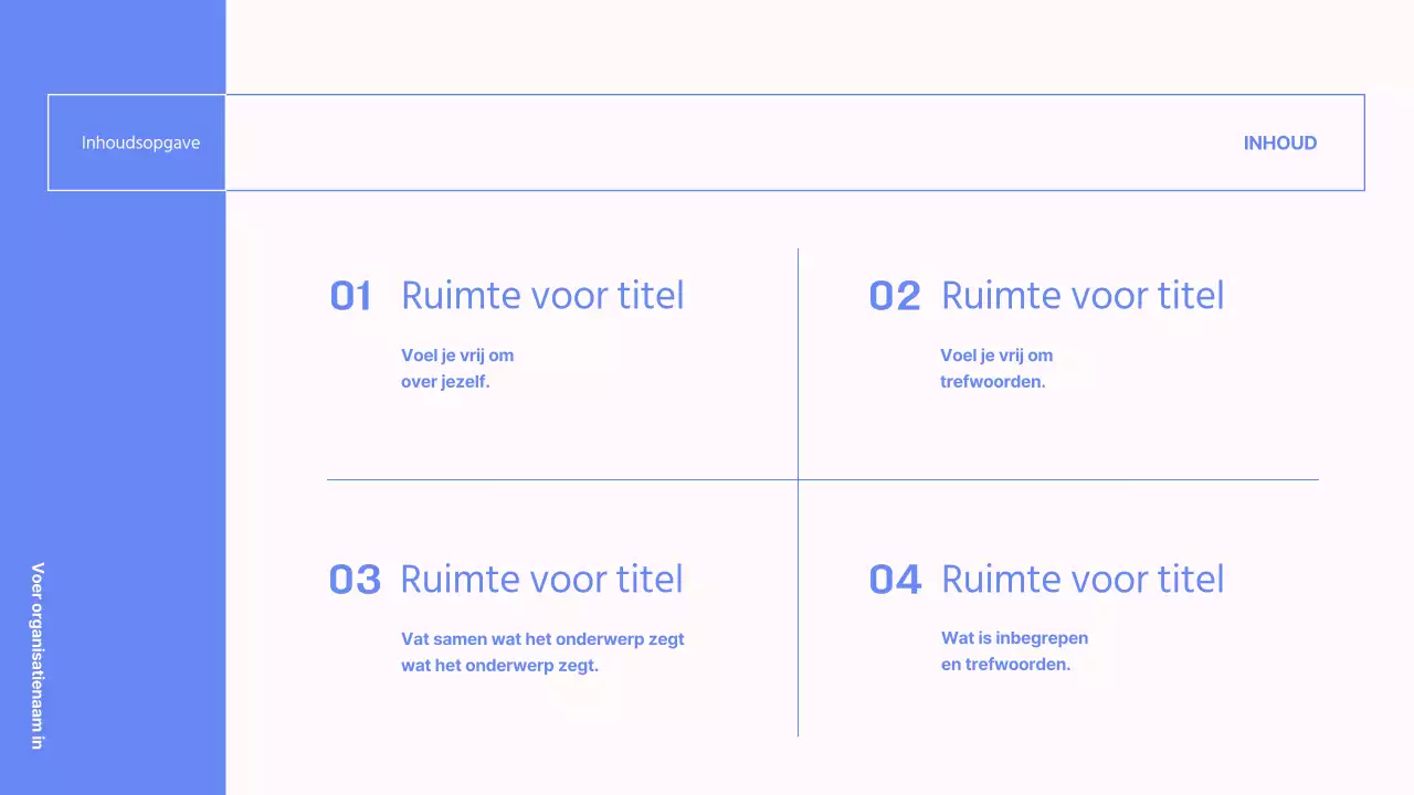Eenvoudige bedrijfspresentatie in blauw en roze