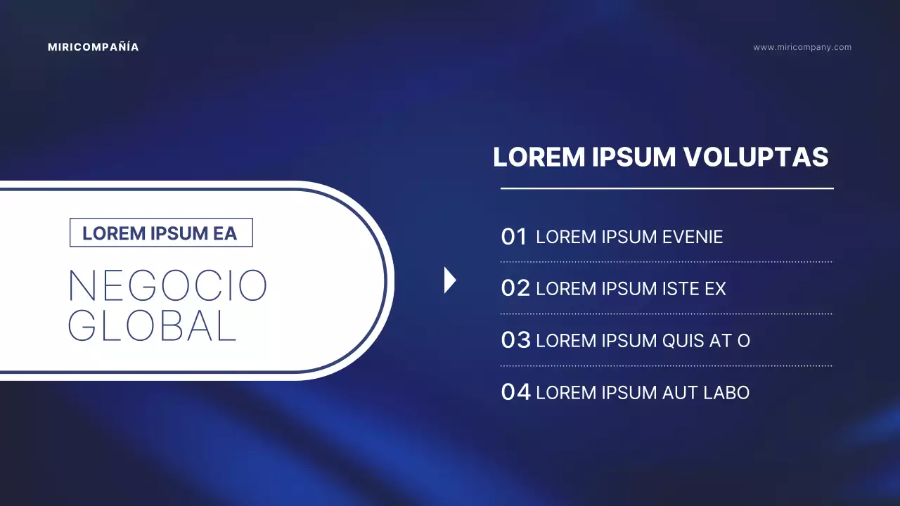 Presentación de la junta de accionistas con fondo añil